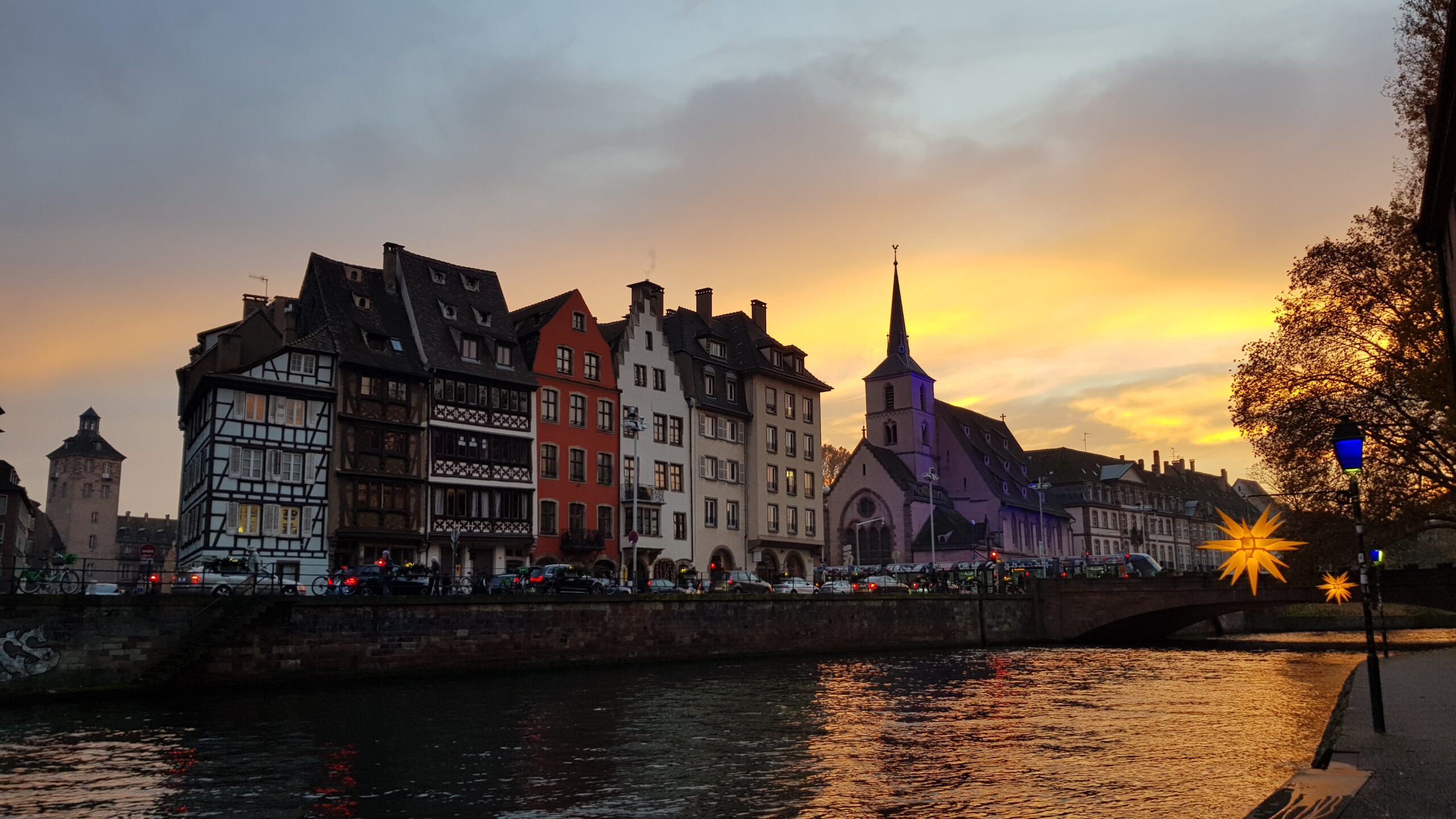 christmas in strasbourg sunset